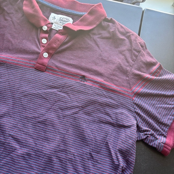 Mens Original Penguin Striped Polo Shirt Size XL - Picture 4 of 5